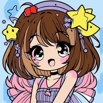 cute anime girl with star accessories