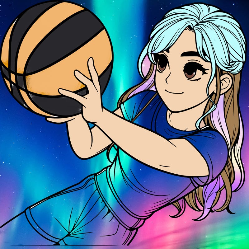 realistic girl playing basketball