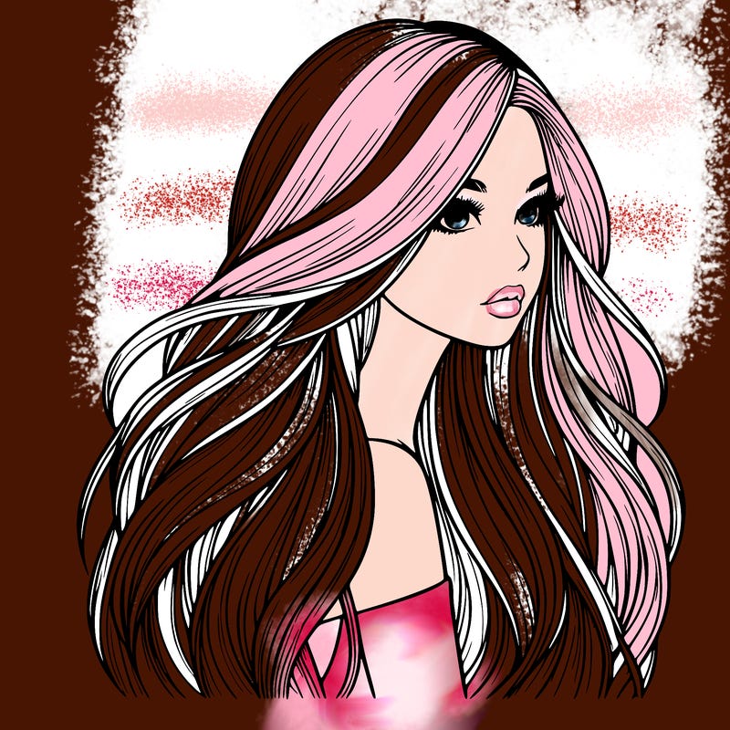 realistic girl with long realistic hair