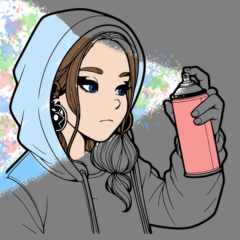a realistic girl, spray painting