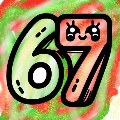 the numbers 67