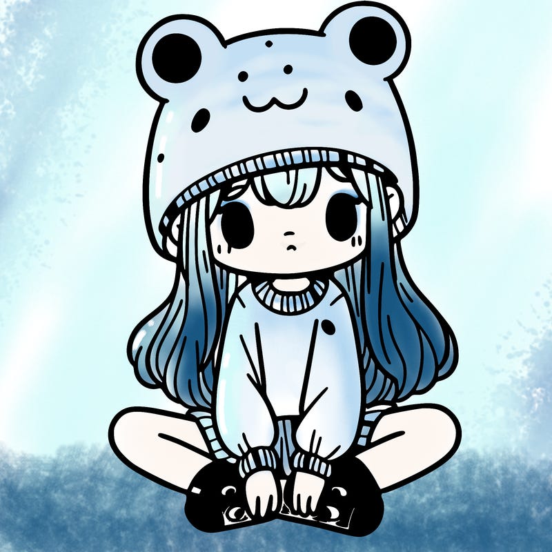 a girl wearing a frog hat and some frog socks