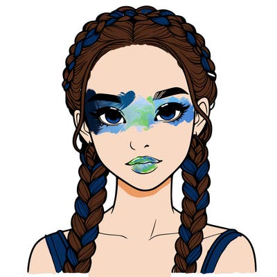 realistic girl with braids