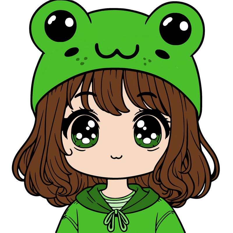 a cute girl wearing a frog hat