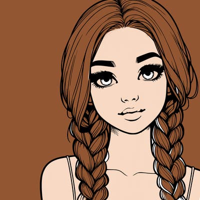 realistic girl with braids