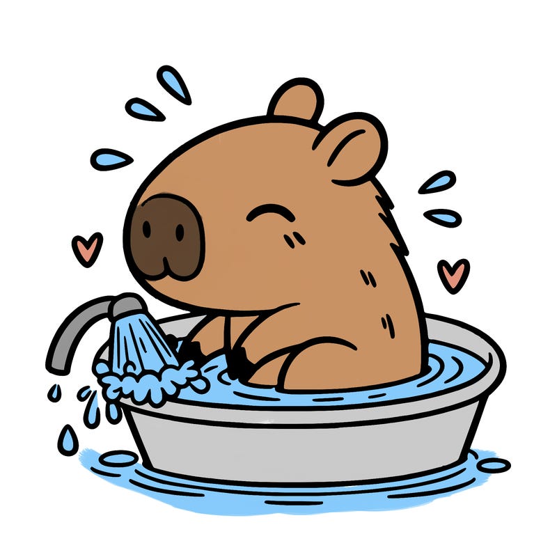 capybara taking a bath