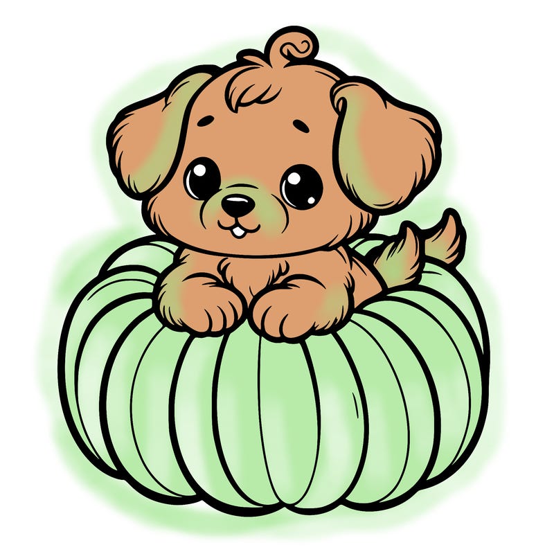 cute little puppy in a pumpkin