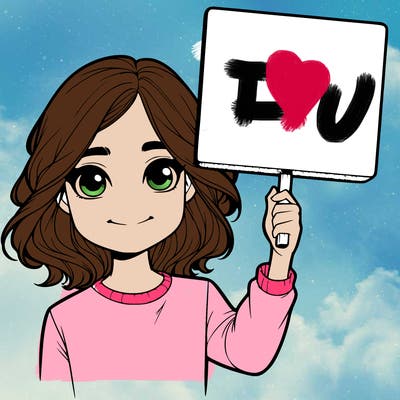 realistic girl holding up a sign