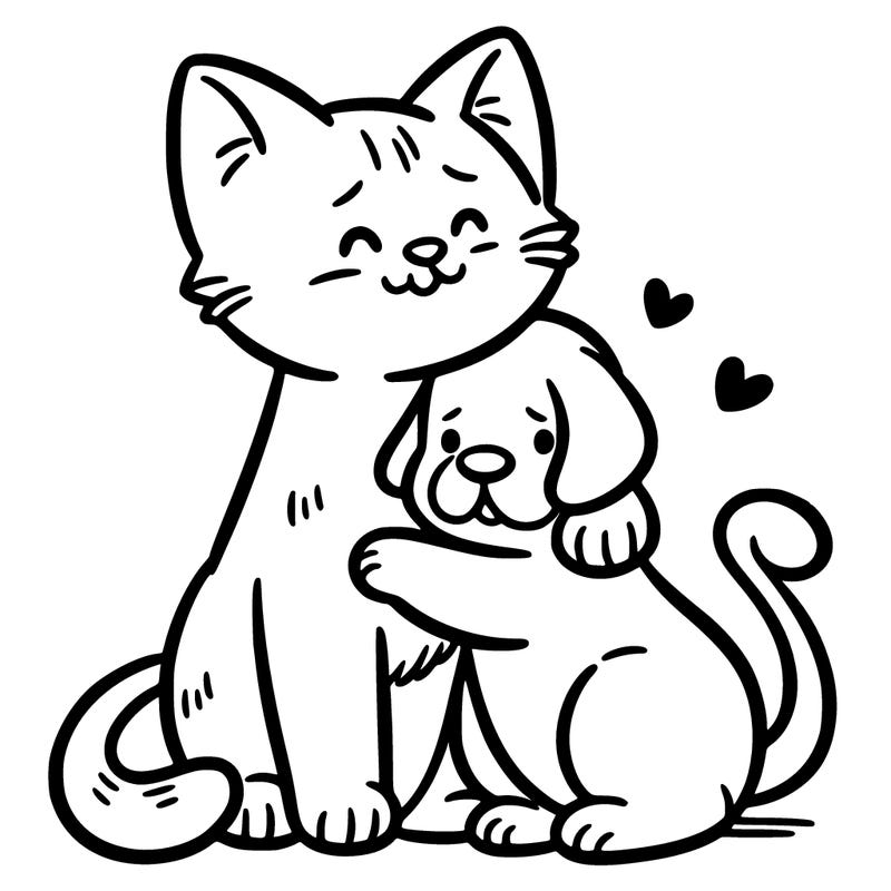 cat hugging a dog