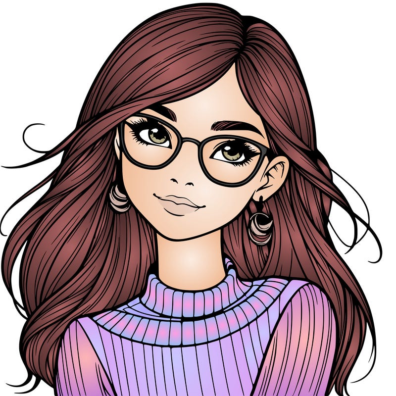 realistic girl with glasses