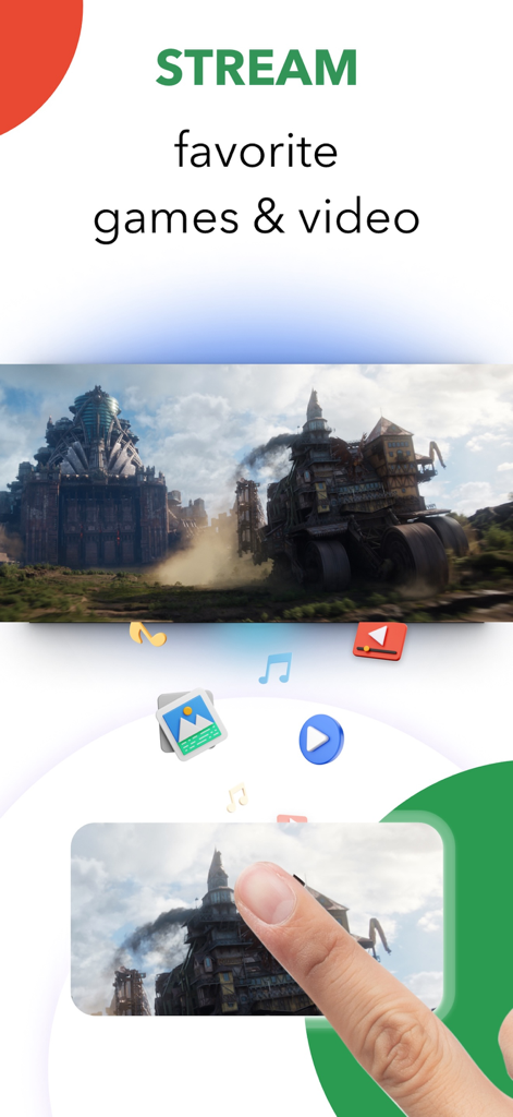 iPhone user streaming fantasy video content to a large screen Smart TV