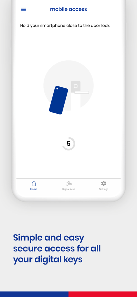 Dormakaba mobile access app interface showing how to unlock a door with a smartphone