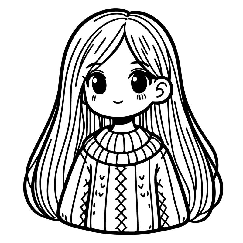 girl with long straight hair and sweater