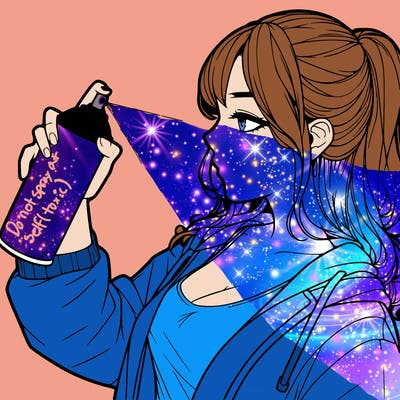 a realistic girl spray, painting