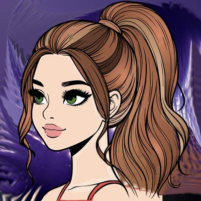 realistic girl with a high ponytail