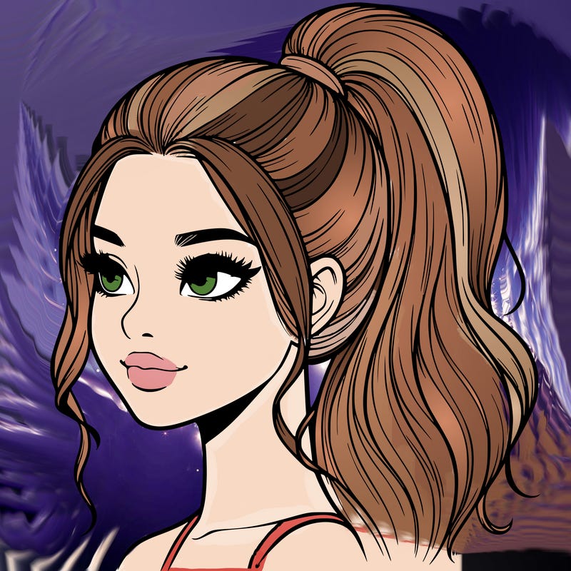 realistic girl with a high ponytail