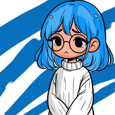 sad girl with glasses in a sweater
