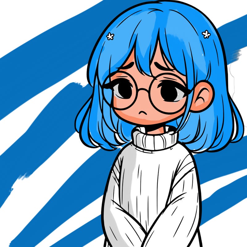 sad girl with glasses in a sweater