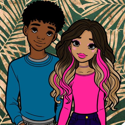 black girl and white boy teen couple