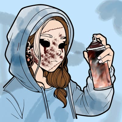 a realistic girl, spray painting