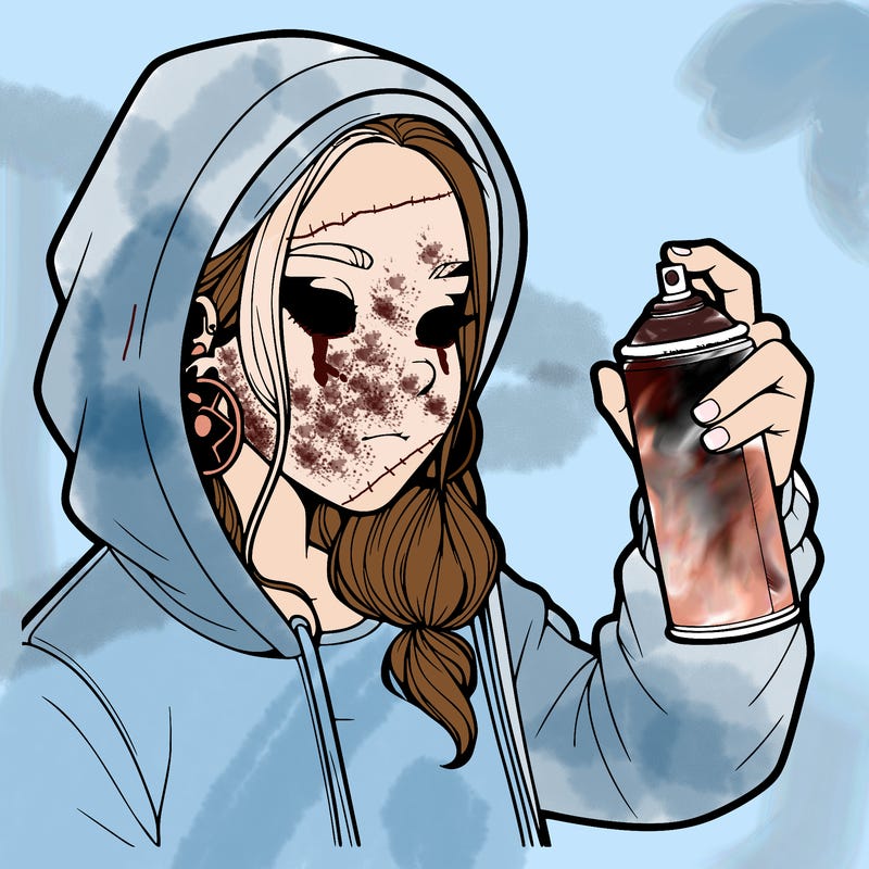 a realistic girl, spray painting