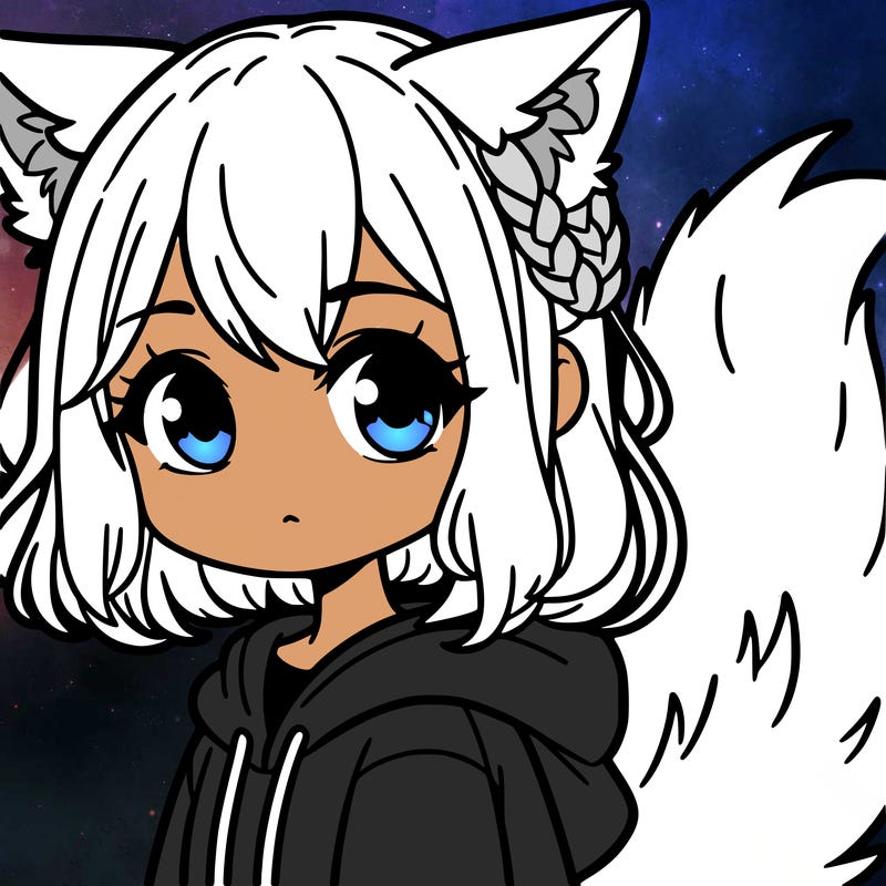 a girl with wolf ears and tail