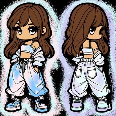 girl in crop top and baggy pants