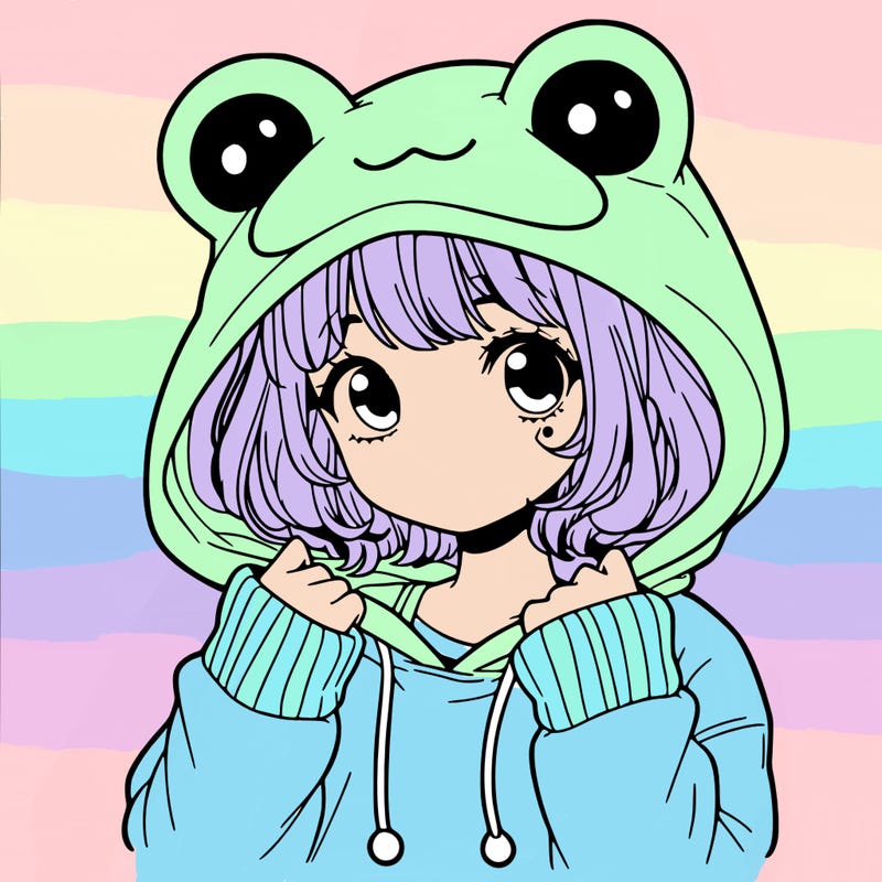 a cute teenage girl wearing a frog hoodie
