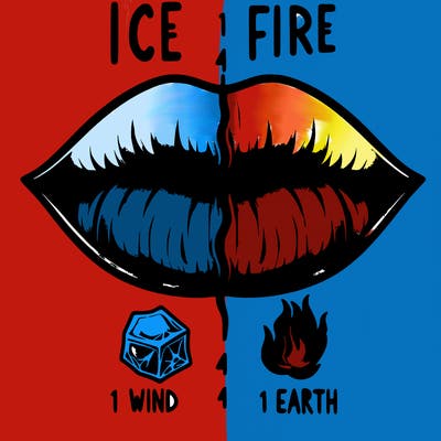 realistic lip split in fourth . 1 fourth ice 1 fire 1wind 1 earth