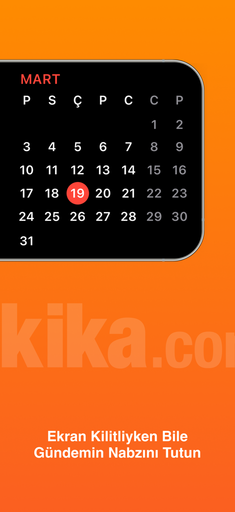 Son Dakika - Son Dakika news app lock screen widget showing a calendar on an orange background