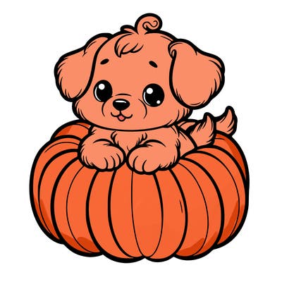 cute little puppy in a pumpkin