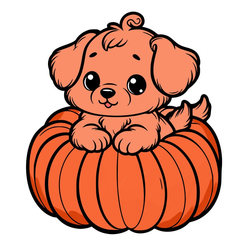 cute little puppy in a pumpkin