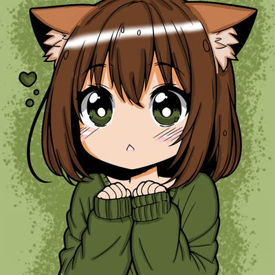 shy anime catgirl