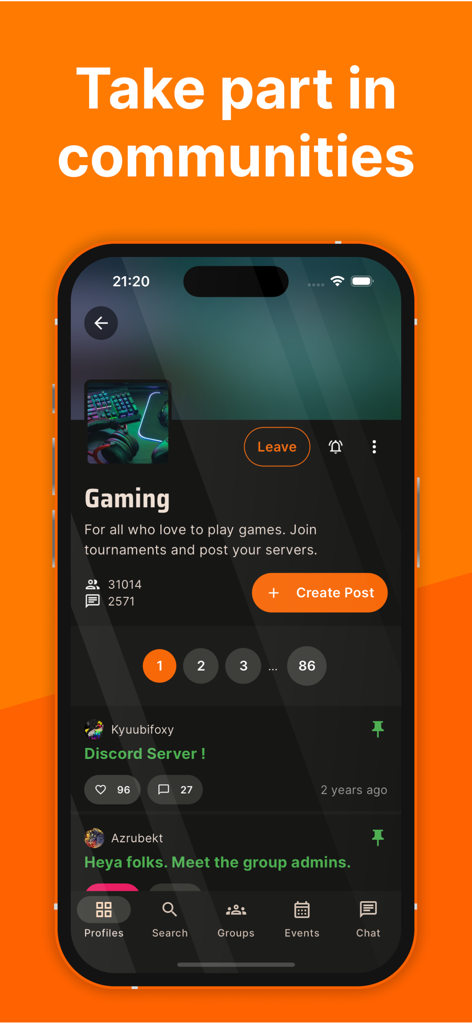 BARQ! - A screenshot of the BARQ! app displaying a gaming community page with user posts.