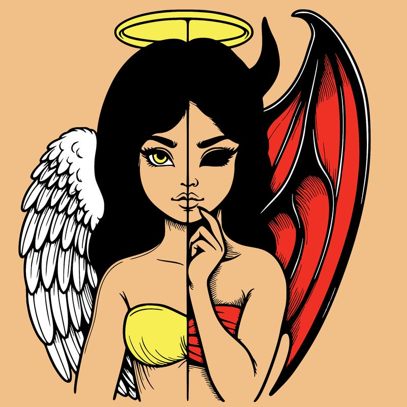 realistic angel half demon