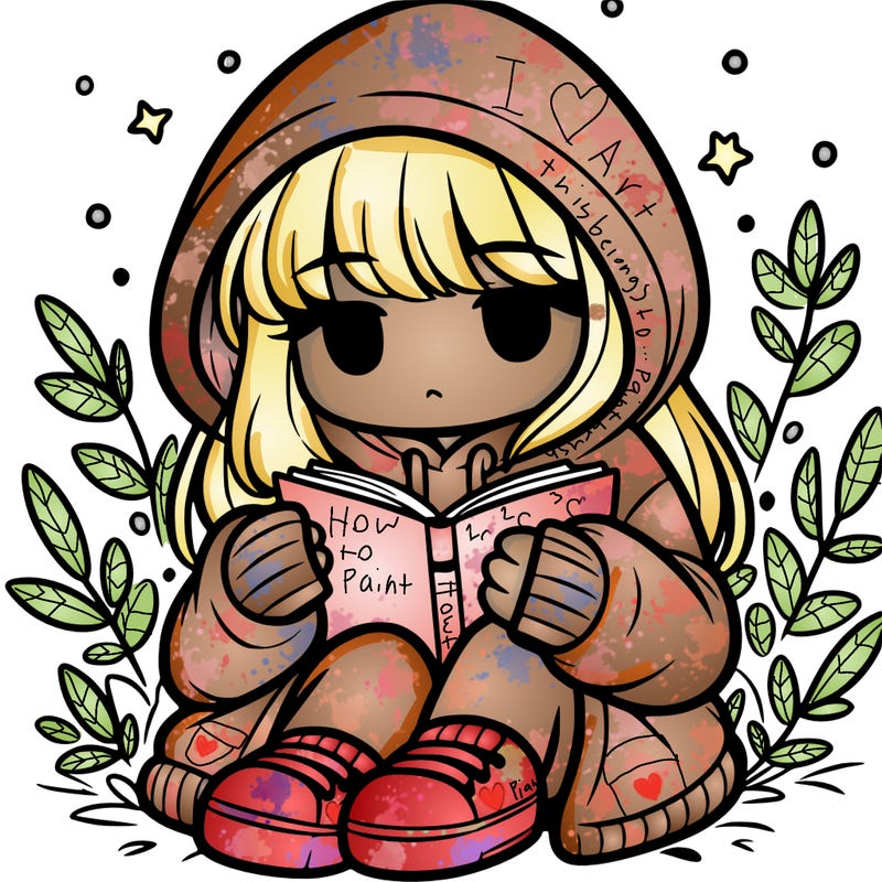 girl in oversized hoodie reading a book