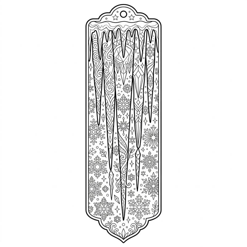 Embark on a frosty artistic journey with this beautifully detailed icicle bookmark coloring page, designed especially for creative teens. Customize this winter-themed accessory with your favorite colors and bring a touch of icy elegance to your books.