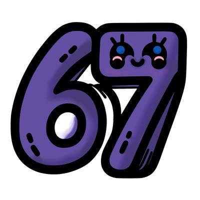 the numbers 67