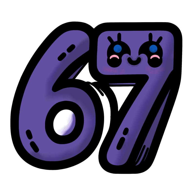 the numbers 67