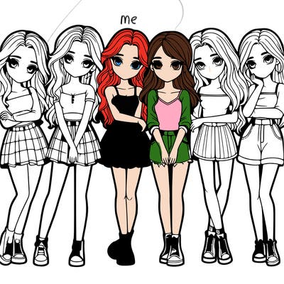 a group of girls realistic