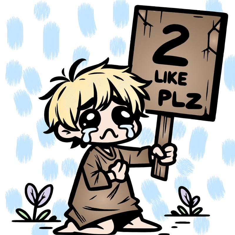 small poor toddler crying with sign that says 2 like plz