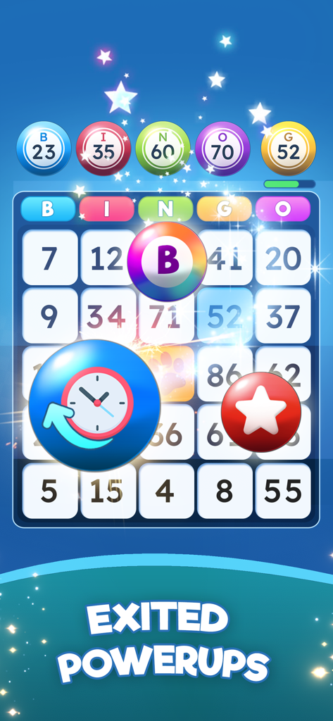 Bingo Win Cash Real Money Game - Bingo Win Cash game screen with various powerups and bingo card