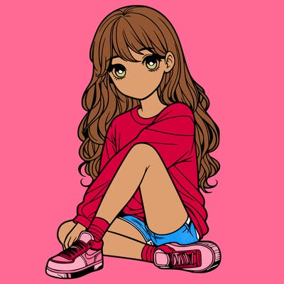 girl sitting realistic