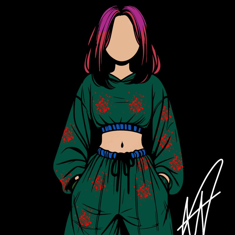 realistic girl faceless with baggy pants and a crop top
