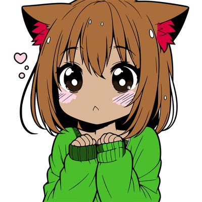 shy anime catgirl