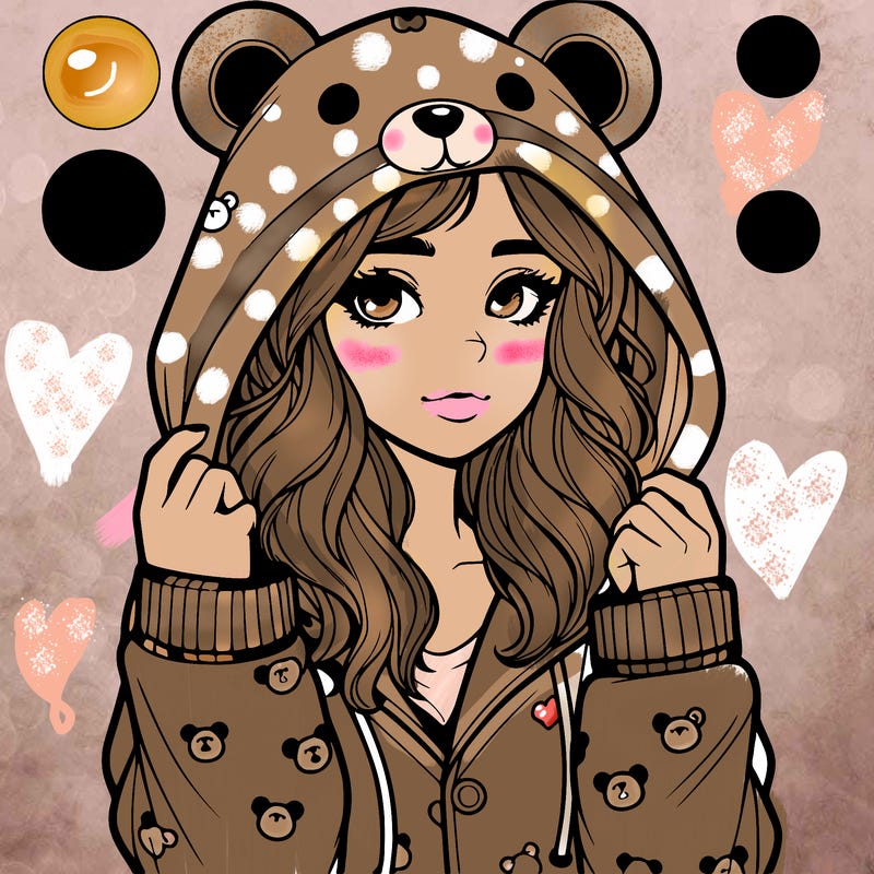 realistic girl in a animal pjs hoodie