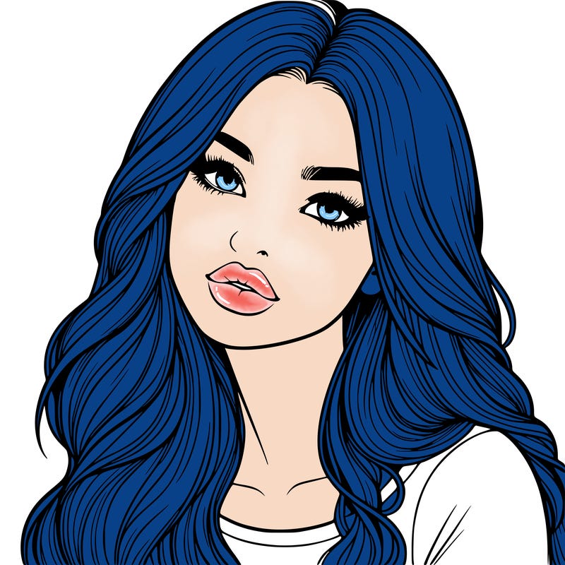 realistic girl with hair on her hair and lips