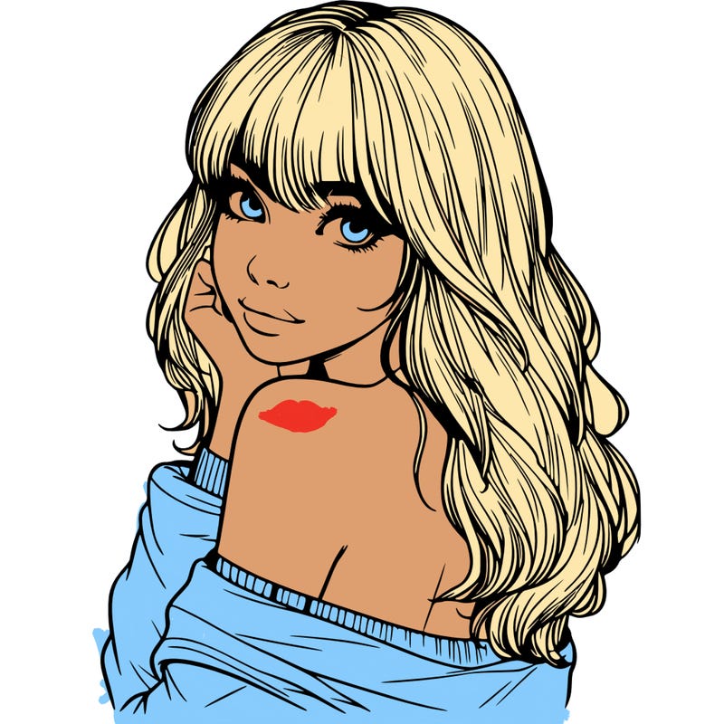 realistic girl with bangs looking over her shoulder