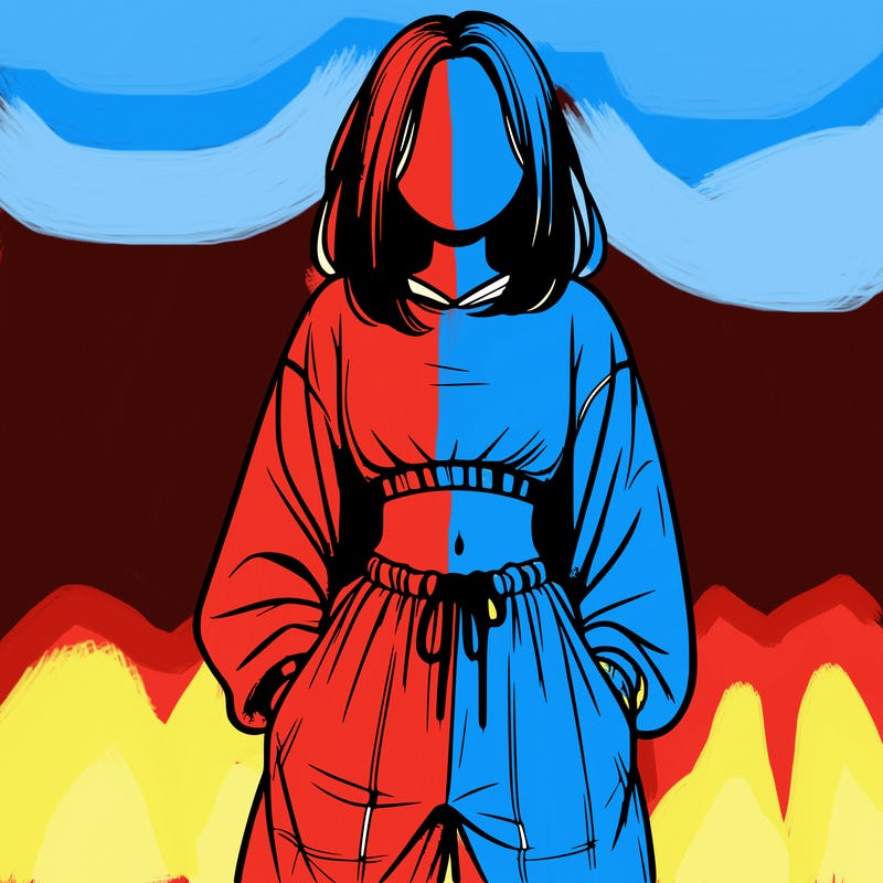 realistic girl faceless with baggy pants and a crop top