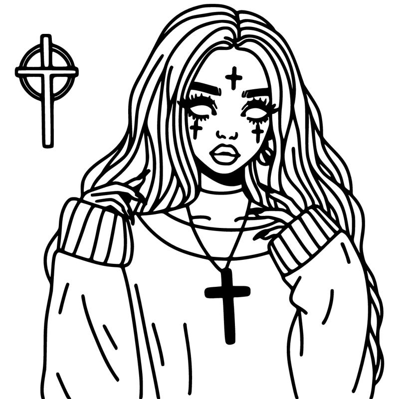 aesthetic girl with cross